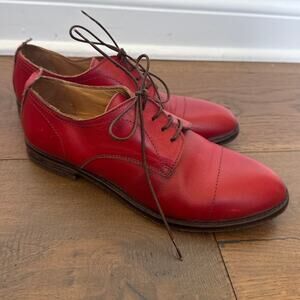 MOMA Italian Red Leather Oxford Shoes Designer Minimalist Women's EU 37 US 6.5-7